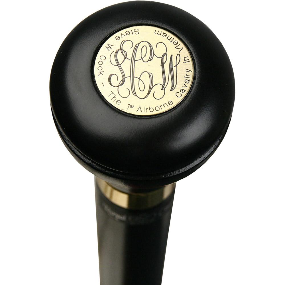 Personalized Engraved Knob Stick: Black Beechwood Shaft For Cheap Pice