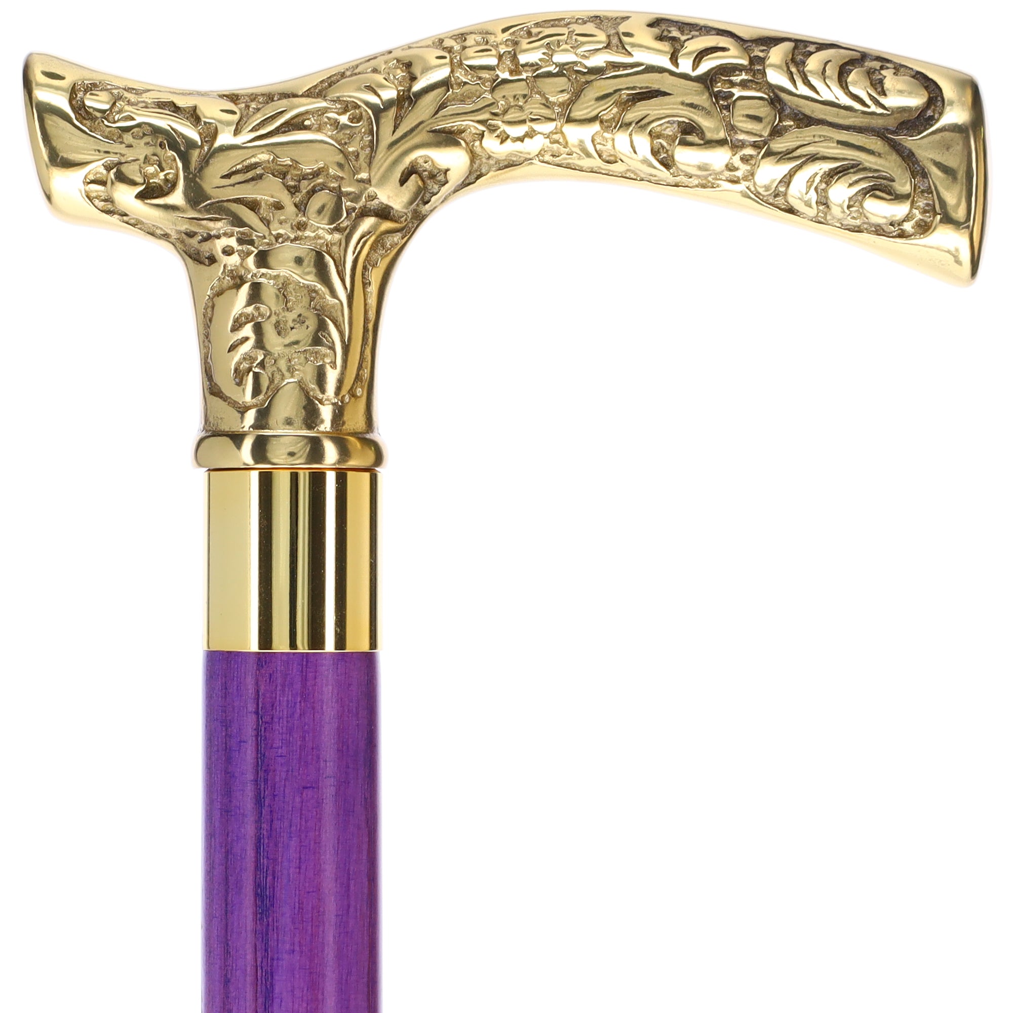 Premium Brass Fritz Handle Cane: Stained Custom Color Shaft Order