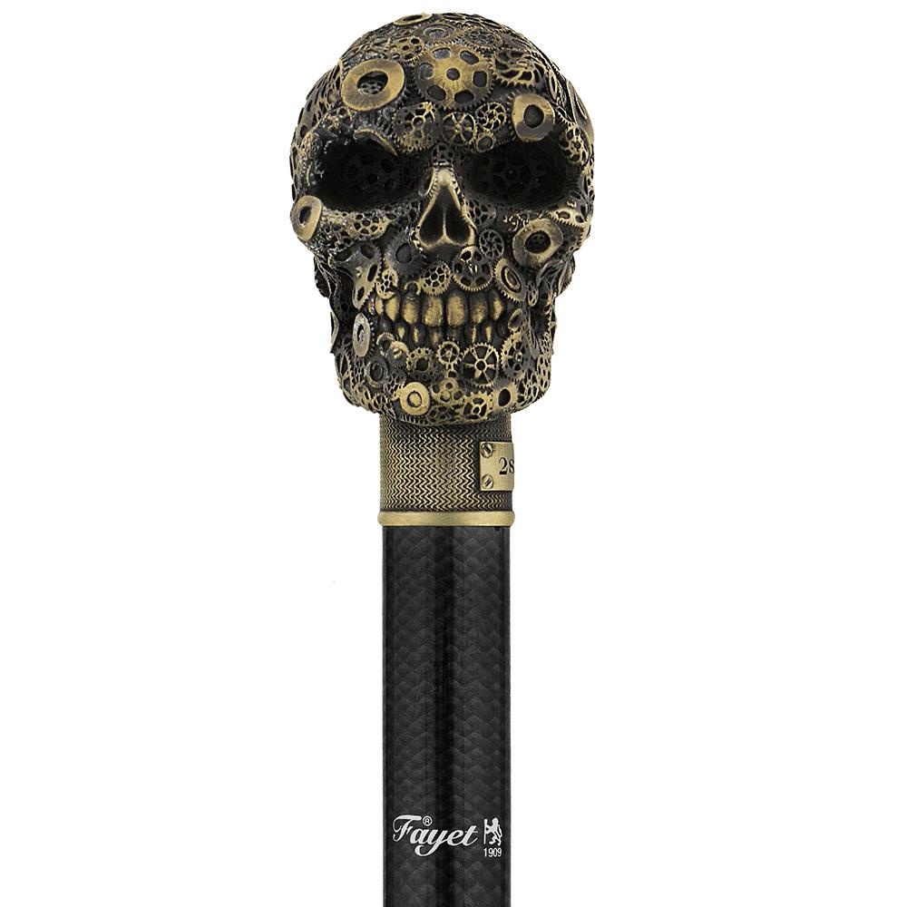 French Steampunk Gears & Skull Cane: Carbon Fiber by 2 Saints Cheap Sale Countdown Package