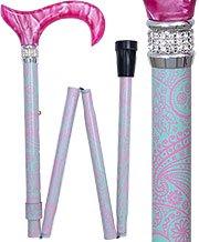 Scratch and Dent Elegant Floral Blossom, Pink Pearlz Rhinestone Designer Folding Adjustable Cane V1672 Pay With Paypal Online