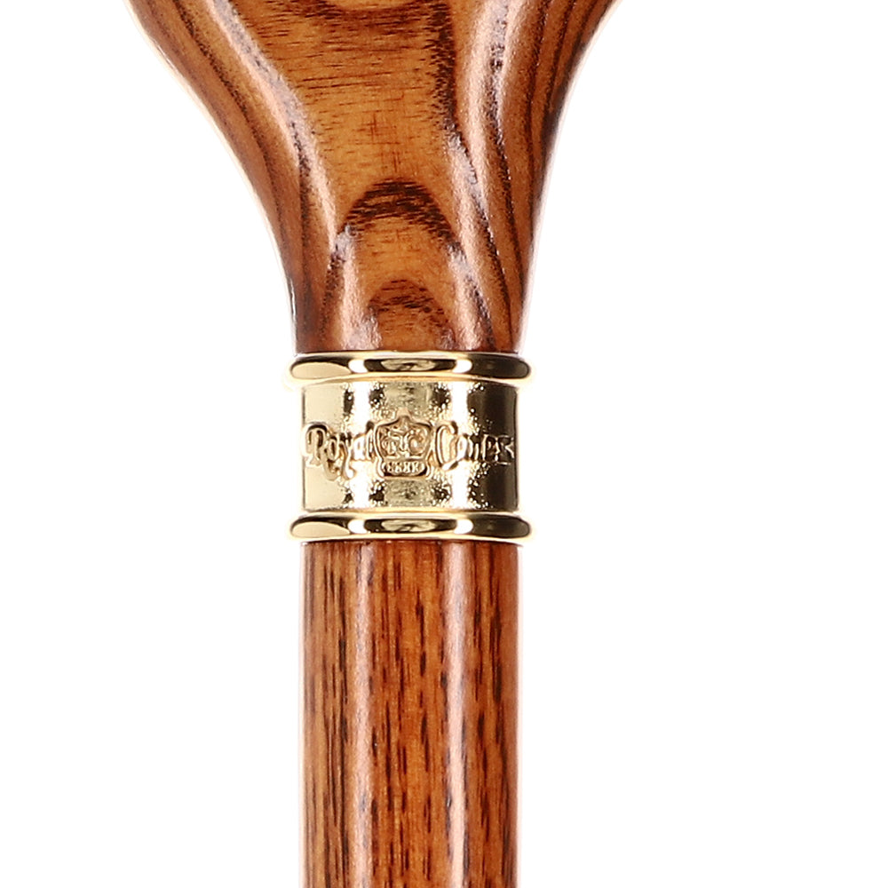 Hand-Specific Espresso Cane: Ash, Embossed Brass Collar Clearance Official