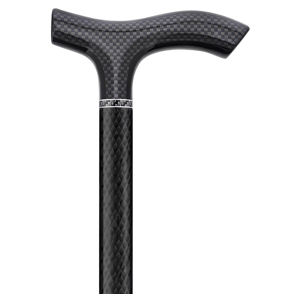 Scratch and Dent Black Triple Wound Carbon Fiber Mini Folding & Adjustable Fritz Walking Cane V1729 Clearance For Nice