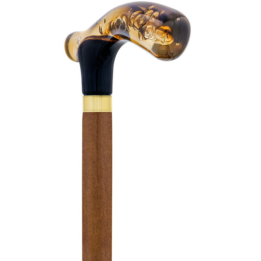 Brown and Clear Acrylic Bubble Handle Cane w/ Custom Wooden Shaft Sale Online Online