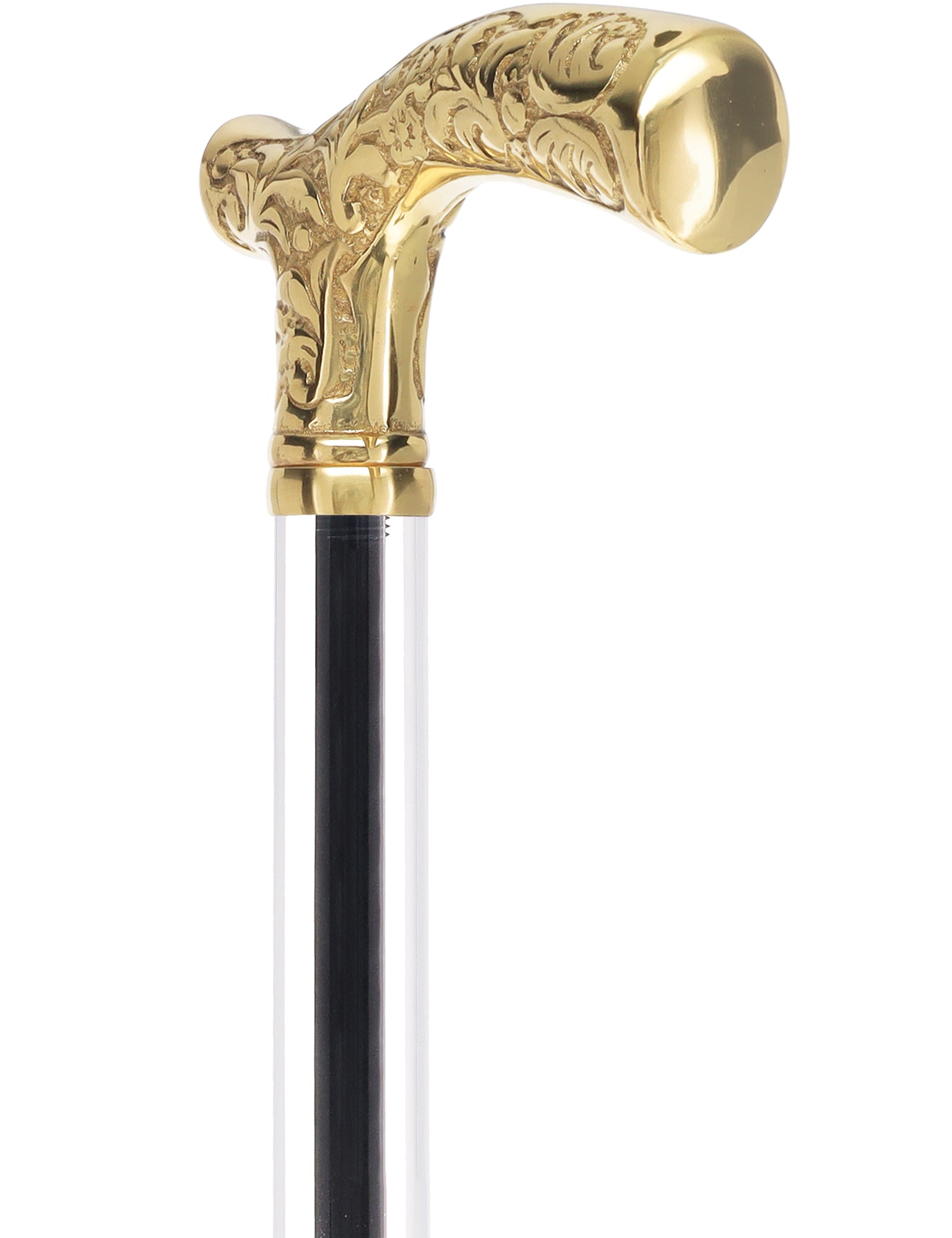 Crystal Elegance Brass Fritz Cane with Invisible Acrylic Shaft Options Cheap Very Cheap