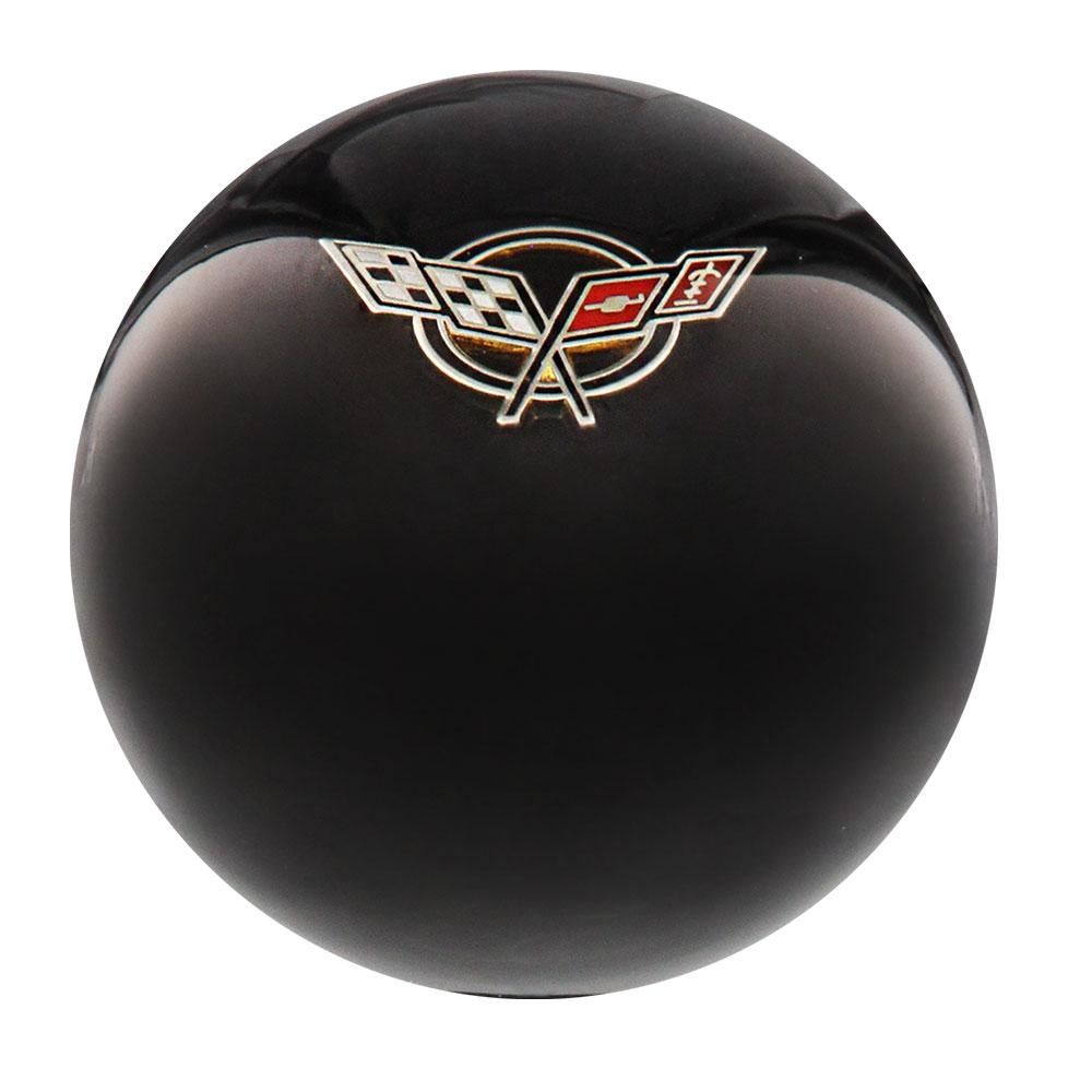 Licensed Corvette Angled Flags Emblem Black Round Knob Cane w/ Custom Color Ash Shaft & Collar Huge Surprise