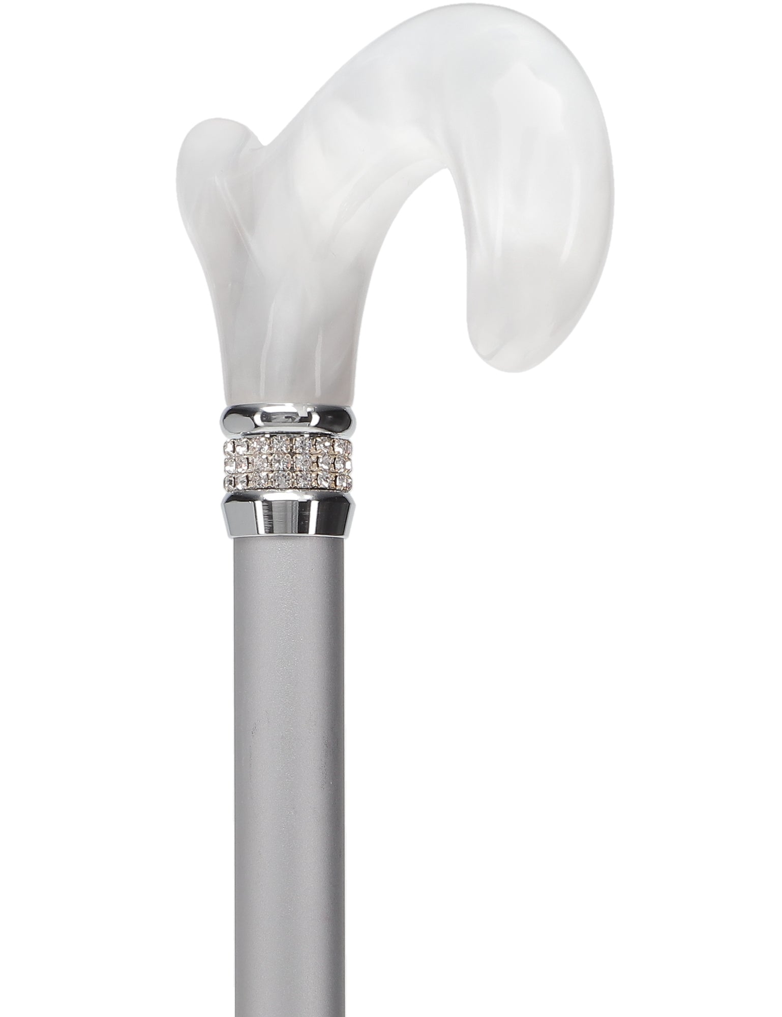 Rhinestone Designer Cane: Platinum Pearlz with White Swirl Clearance Online Amazon