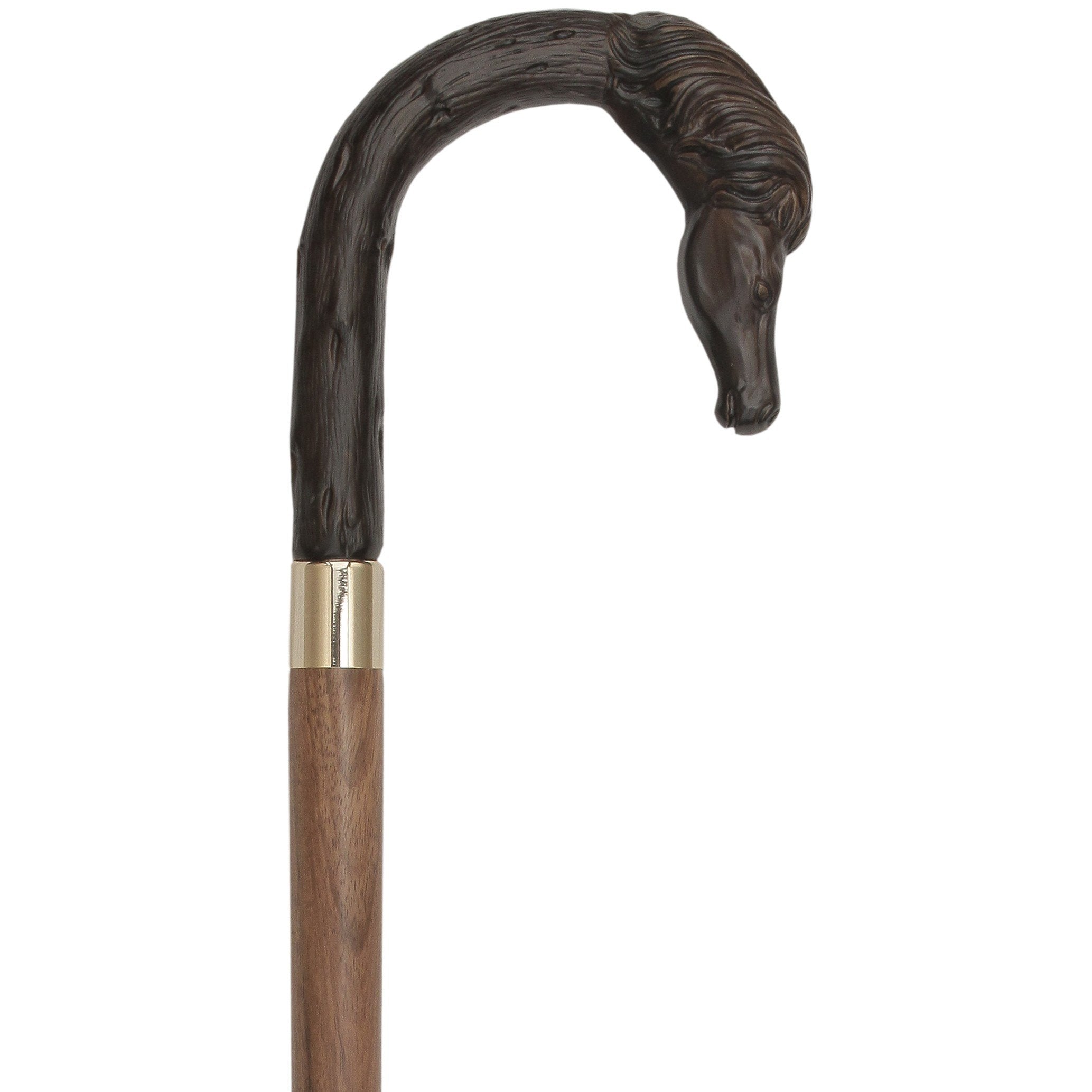 Brown Horse Tourist Handle Cane - Italian Handle w/Custom Shaft and Collar Free Shipping Online