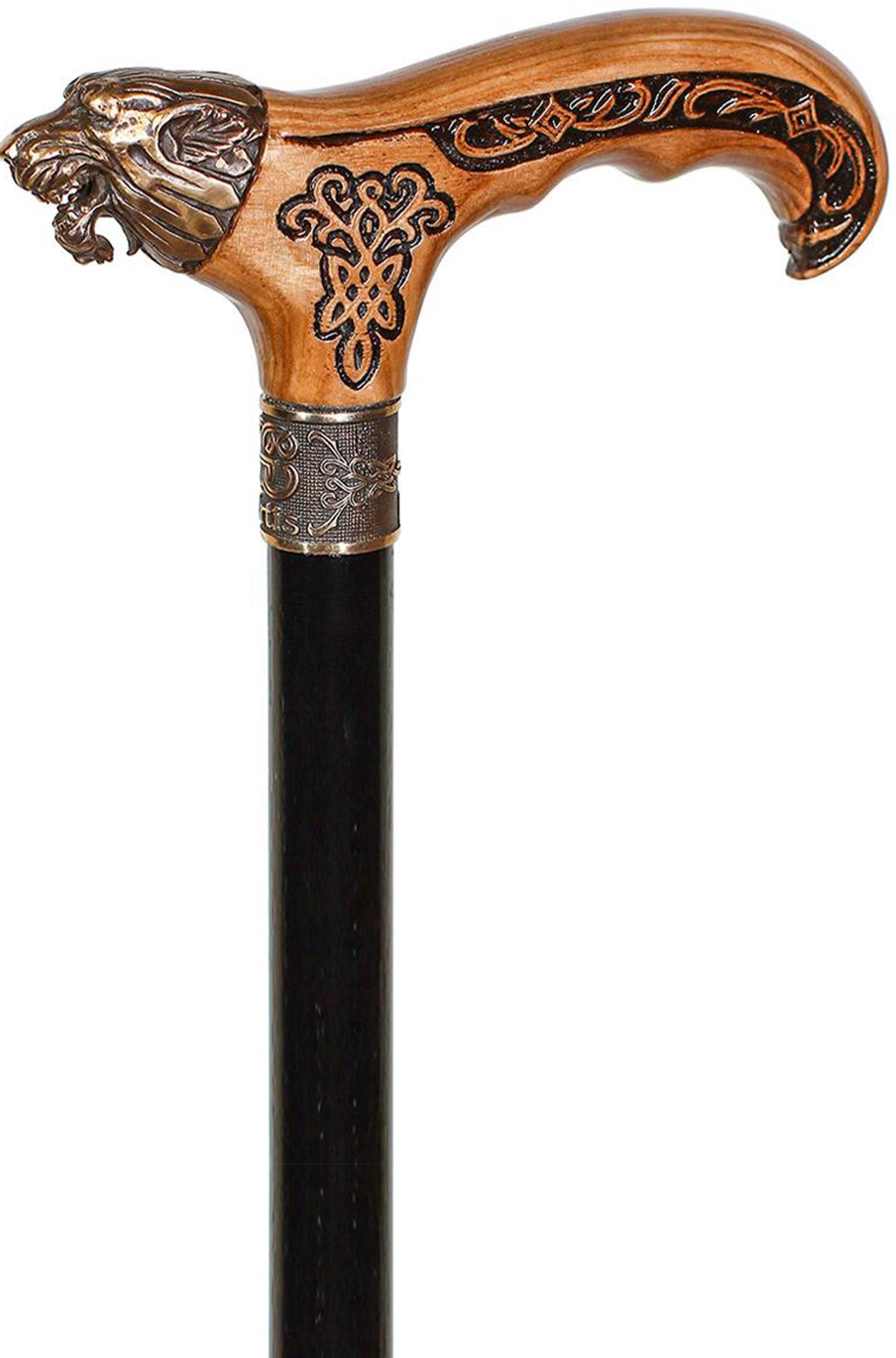 Bronze Direwolf Handcarved Celtic Art Derby Walking Cane How Much Online