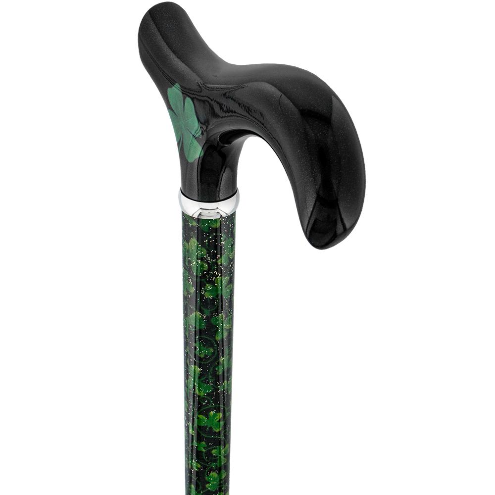 Scratch & Dent Lucky 4-Leaf Clover - Folding Carbon Fiber Derby Walking Cane - 2 Piece V1376 Outlet Store Cheap Pice