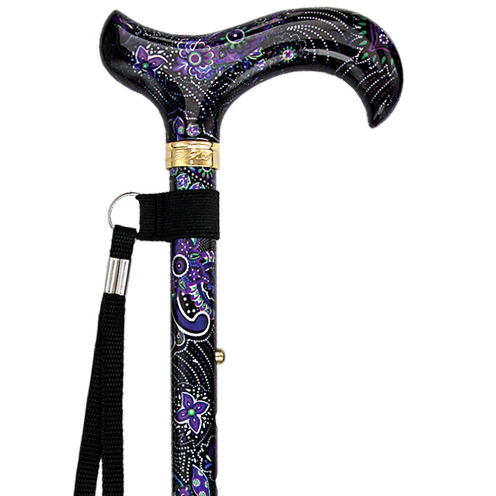 Purple Majesty Designer Folding Cane w/ SafeTbase- Adjustable Sast For Sale