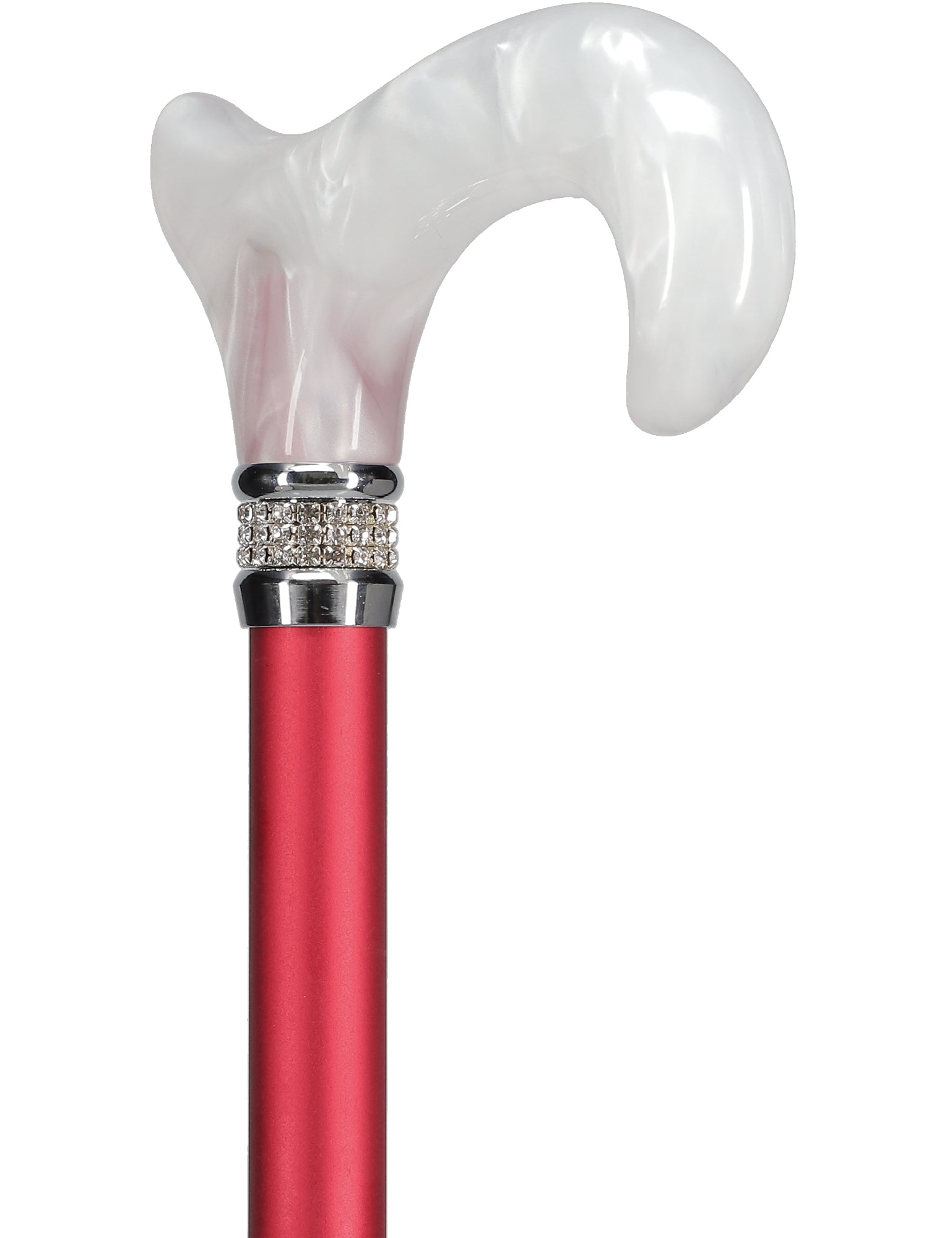 Rhinestone Designer Cane: Crimson Daytime Red Pearlz Free Shipping Deals