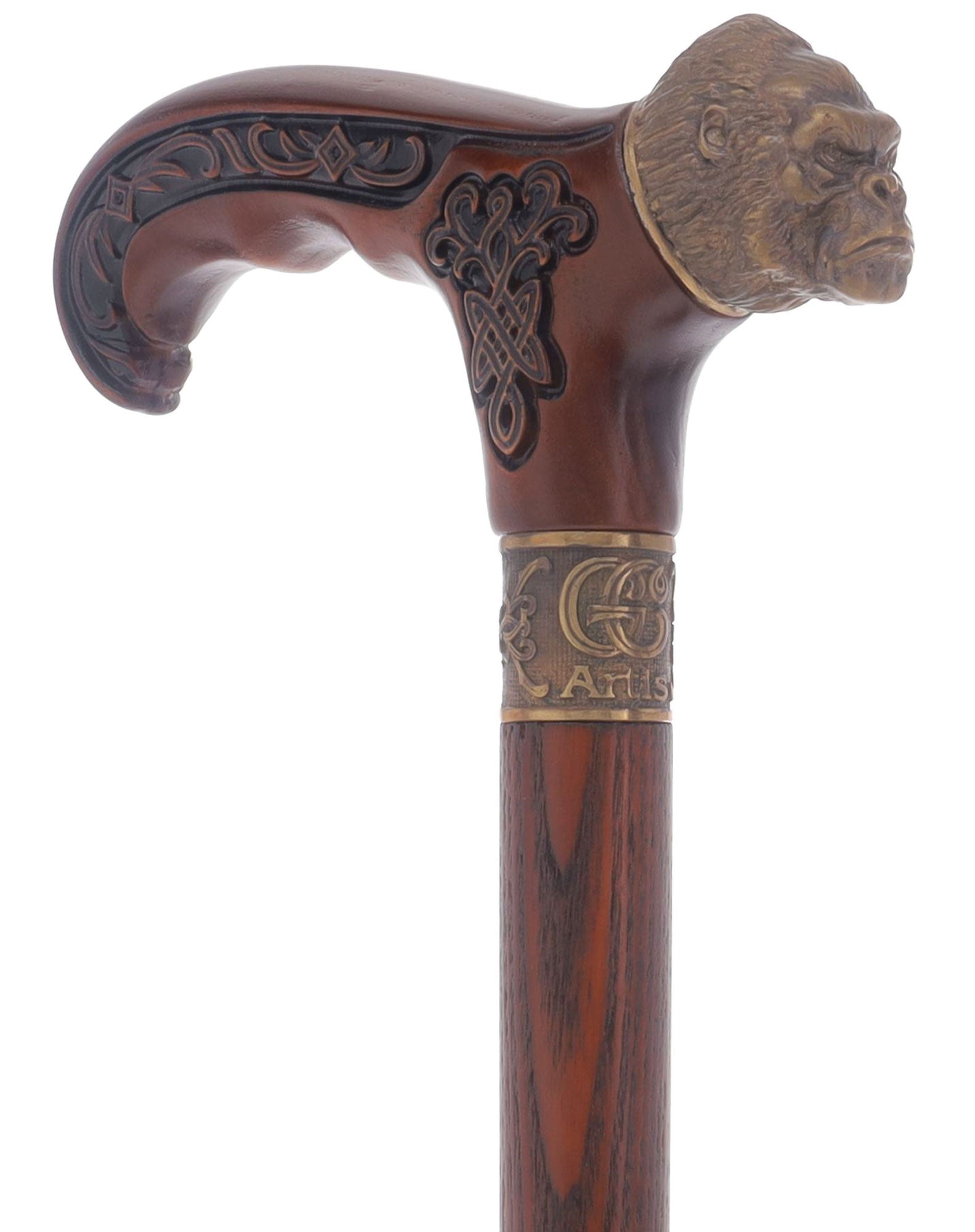 King Kong: Bronze Artisan Intricate Detail Design Cane Clearance Manchester