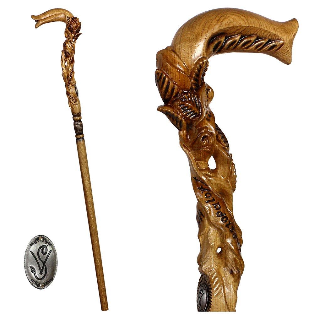 Rose Under the Tree: Artisan Intricate Hand-Carved Cane Clearance Purchase