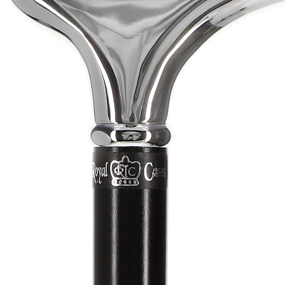 Scratch and Dent Chrome Plated Derby Walking Cane With Black Beechwood Shaft and Silver Collar V2012 Best