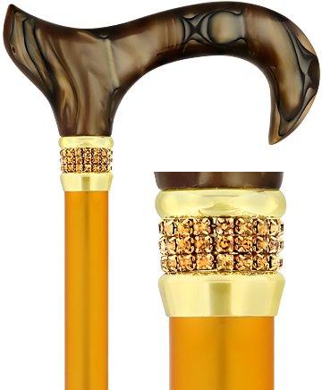 Scratch and Dent Golden Sienna Pearlz w/ Rhinestone Collar Designer Adjustable Cane V1720 Online Sale