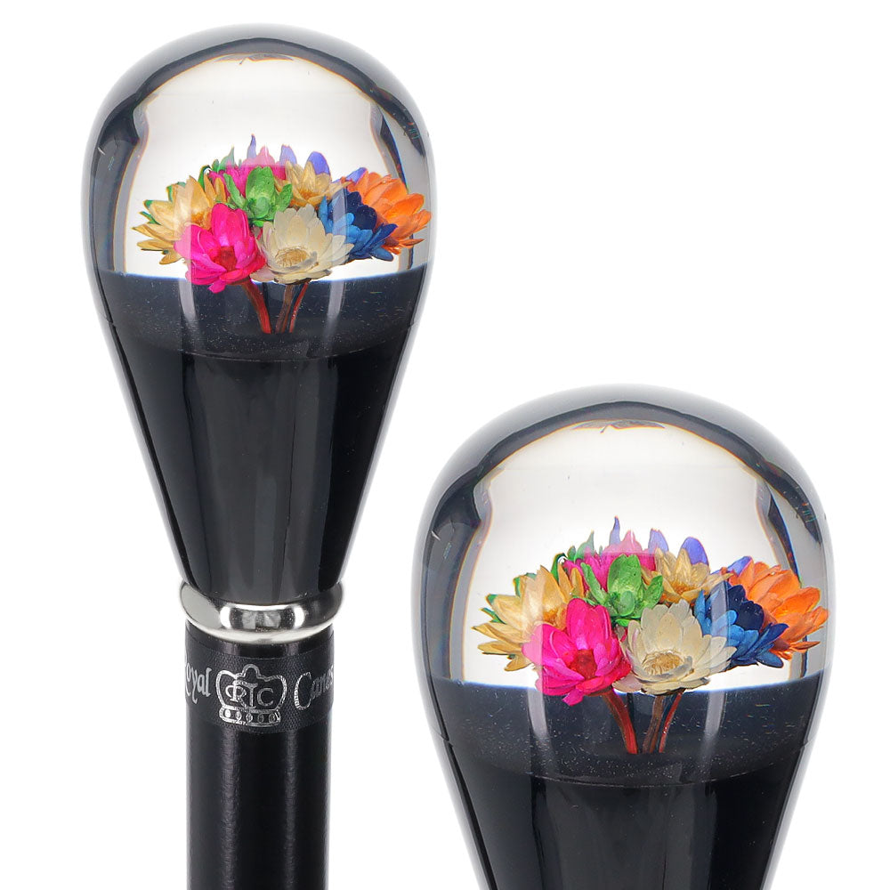 Real Dried Flower Clear Lucite Knob Stick: Beechwood Shaft Clearance Recommend