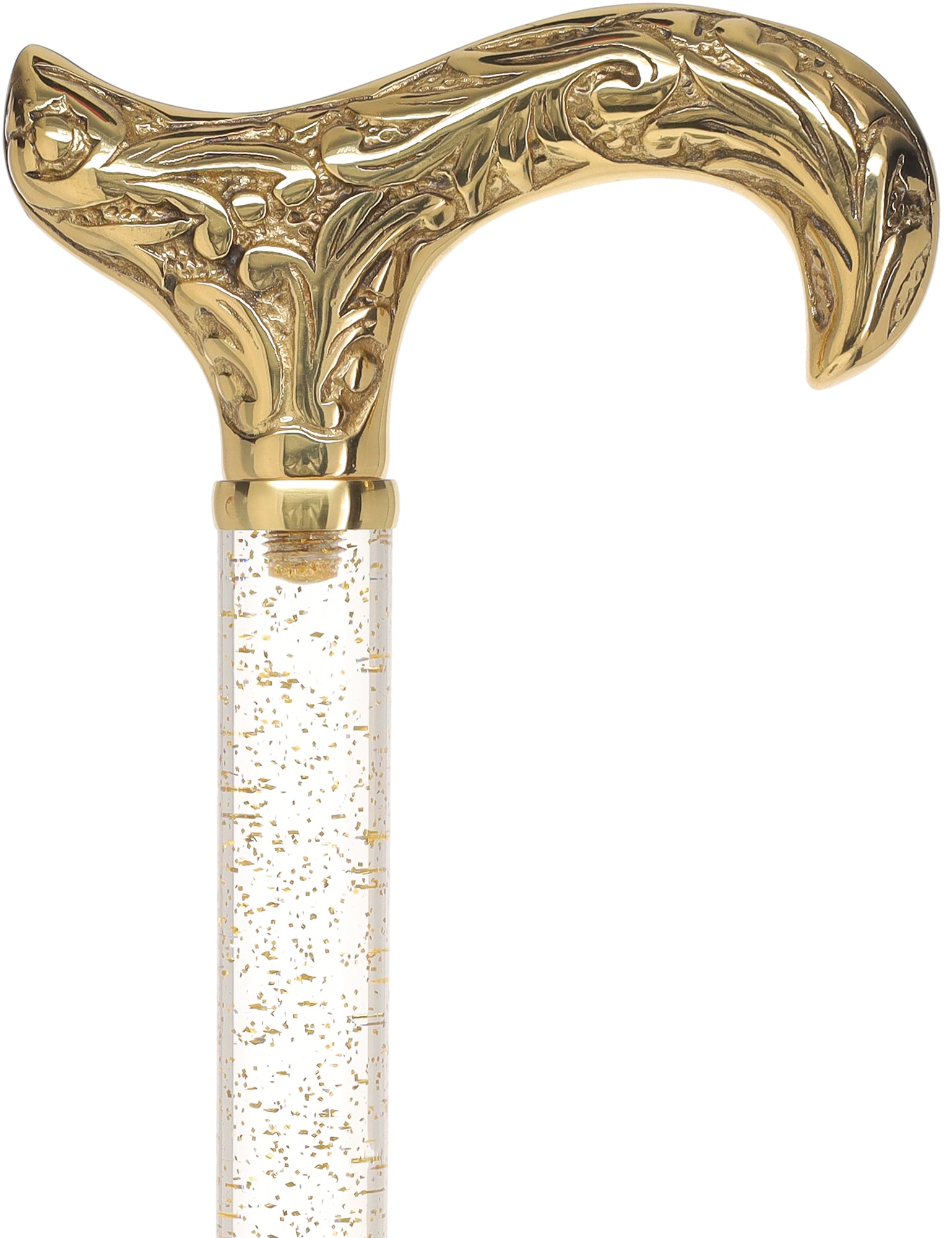 Crystal Elegance Brass Derby Cane with Invisible Acrylic Shaft Options Sale Supply