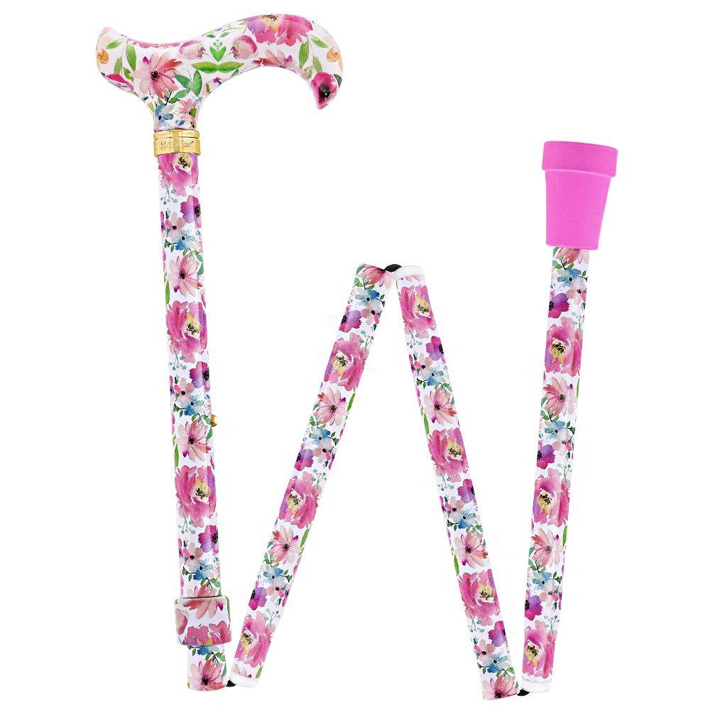 Scratch and Dent Watercolor Flowers Vivienne May Designer Folding Adjustable Cane V1683 Supply Cheap Pice