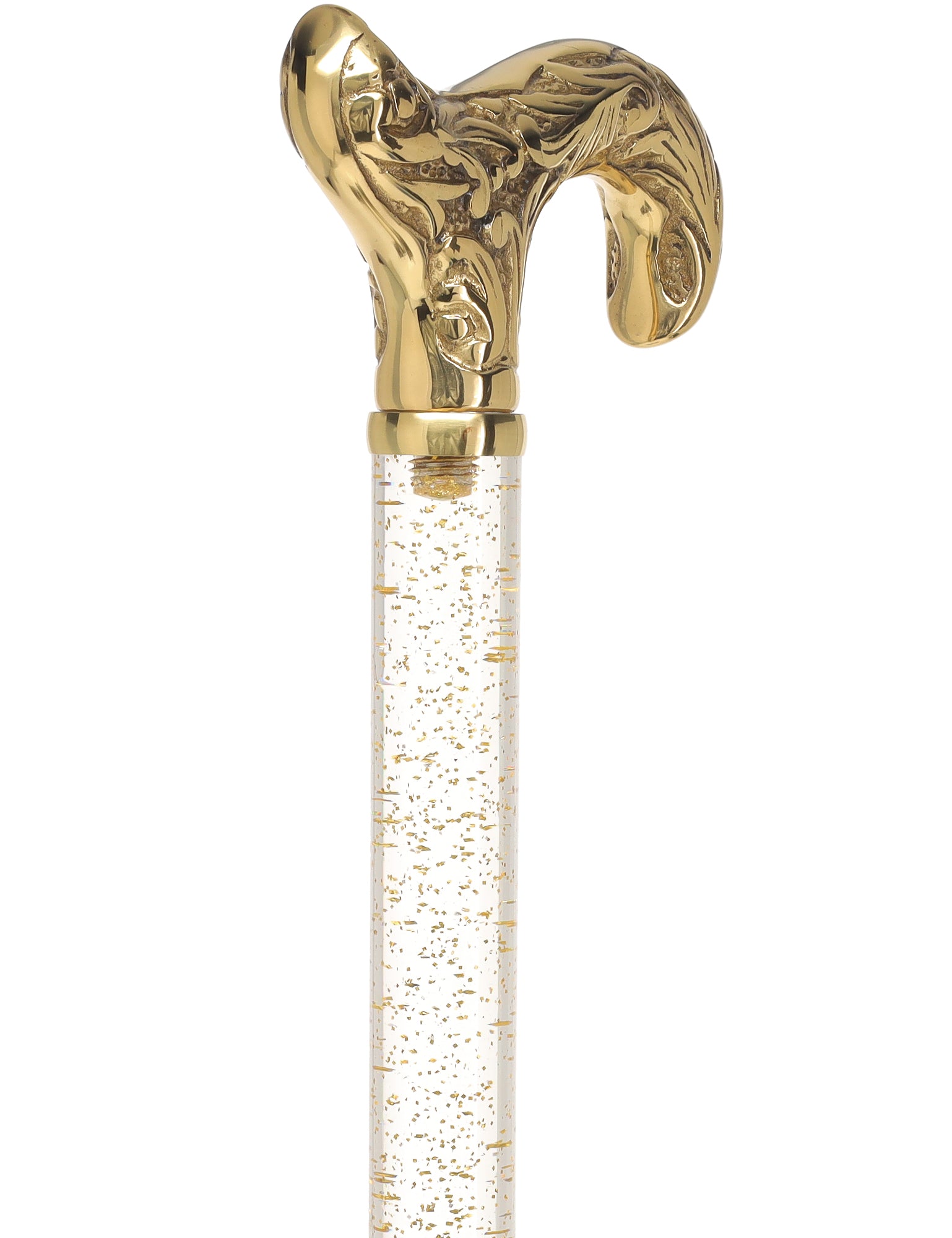 Crystal Elegance Brass Derby Cane with Invisible Acrylic Shaft Options Sale Supply