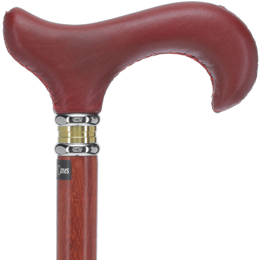 Soft Genuine Leather Red Grip: Red Derby Cane, Padauk Wood Shaft Outlet Locations Cheap Online