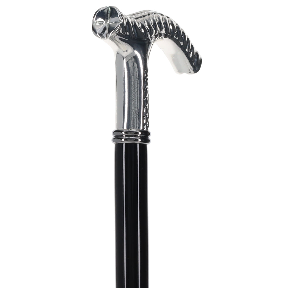 Italian Luxury: Embossed Leaves Cane, Crafted in 925r Silver 2025 Sale Online