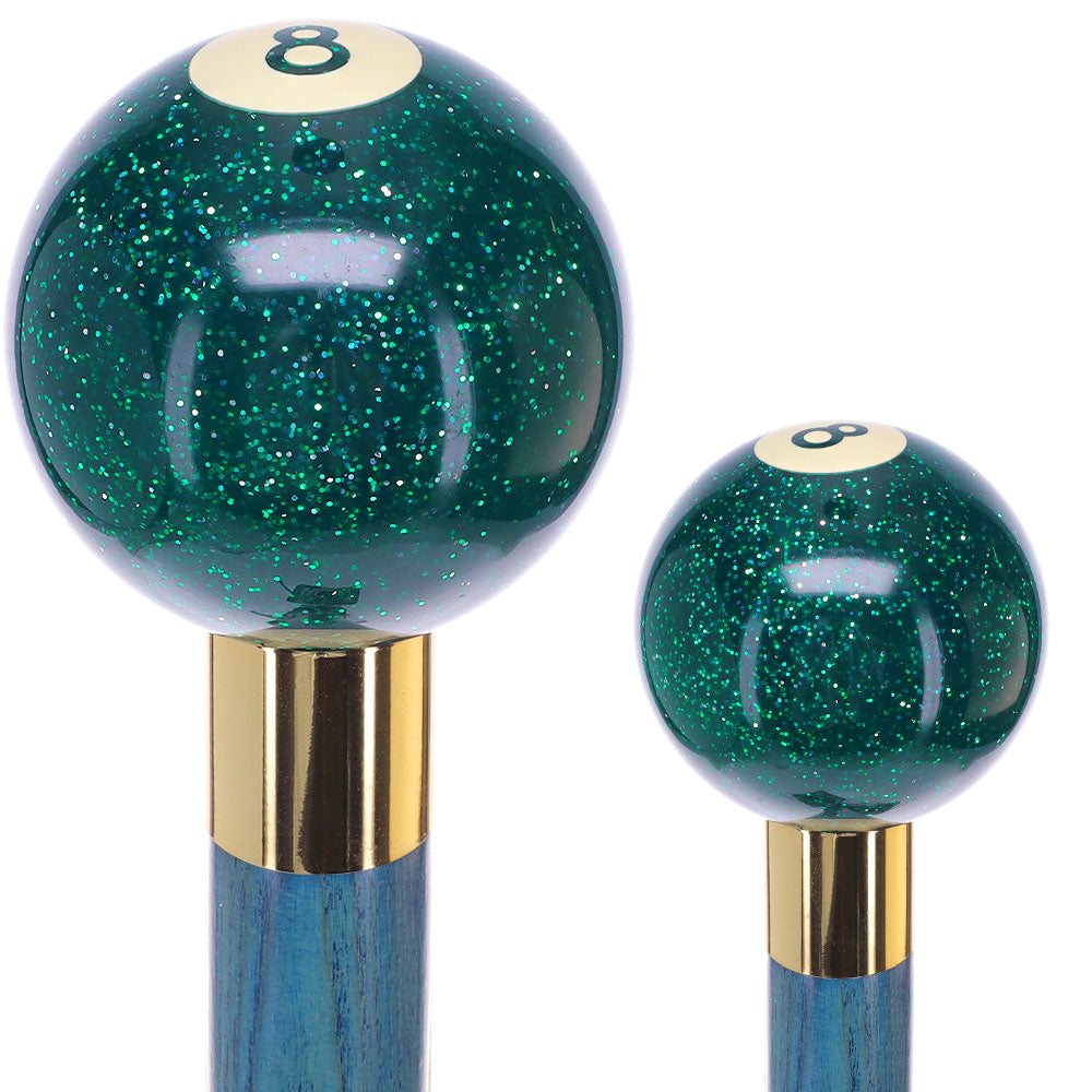 Green Sparkle 8 Ball Shift Knob Cane w/ Custom Color Ash Shaft & Collar Marketable Cheap Pice