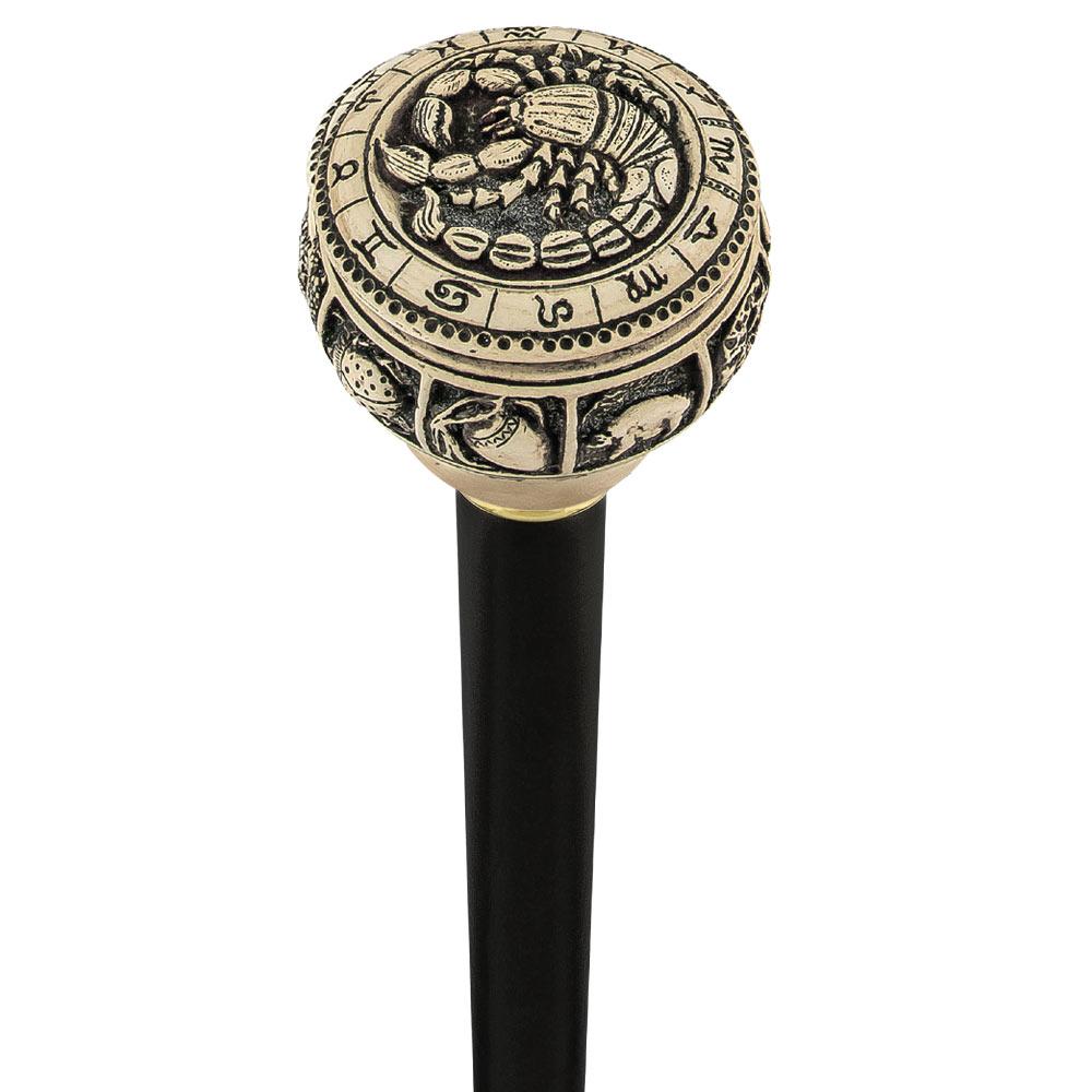 Comoys Astrological Scorpio Handle Walking Cane w/ Custom Shaft and Collar Clearance Good Selling