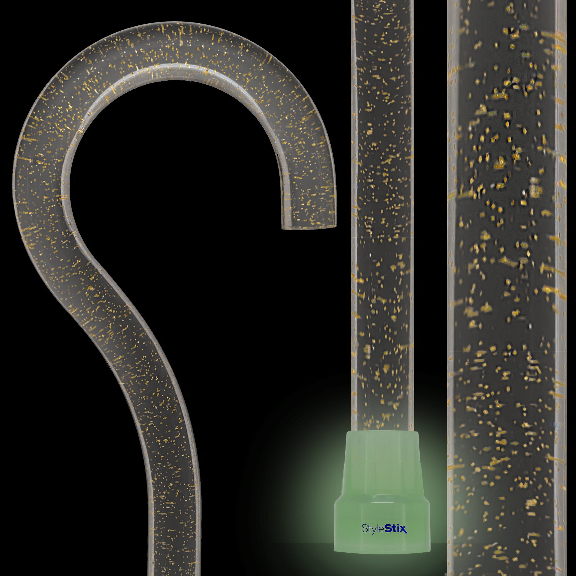 Golden Shimmer Cane: Gold Sparkles in Invisible Clear Shaft Clearance Purchase