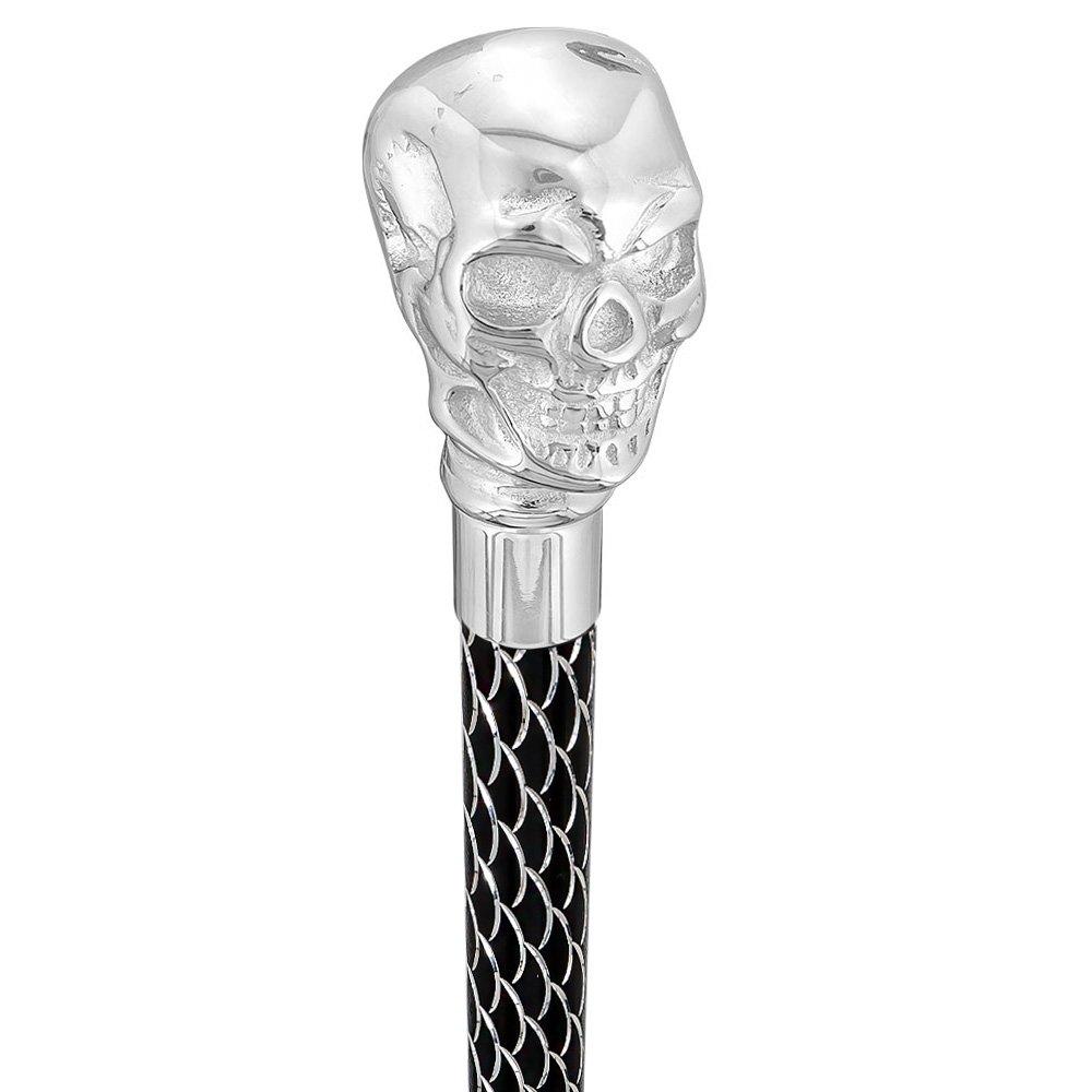 Scratch and Dent Chrome Skull Handle Walking Cane w/ Custom Laser Etched Shaft V1817 2025 New Cheap Pice