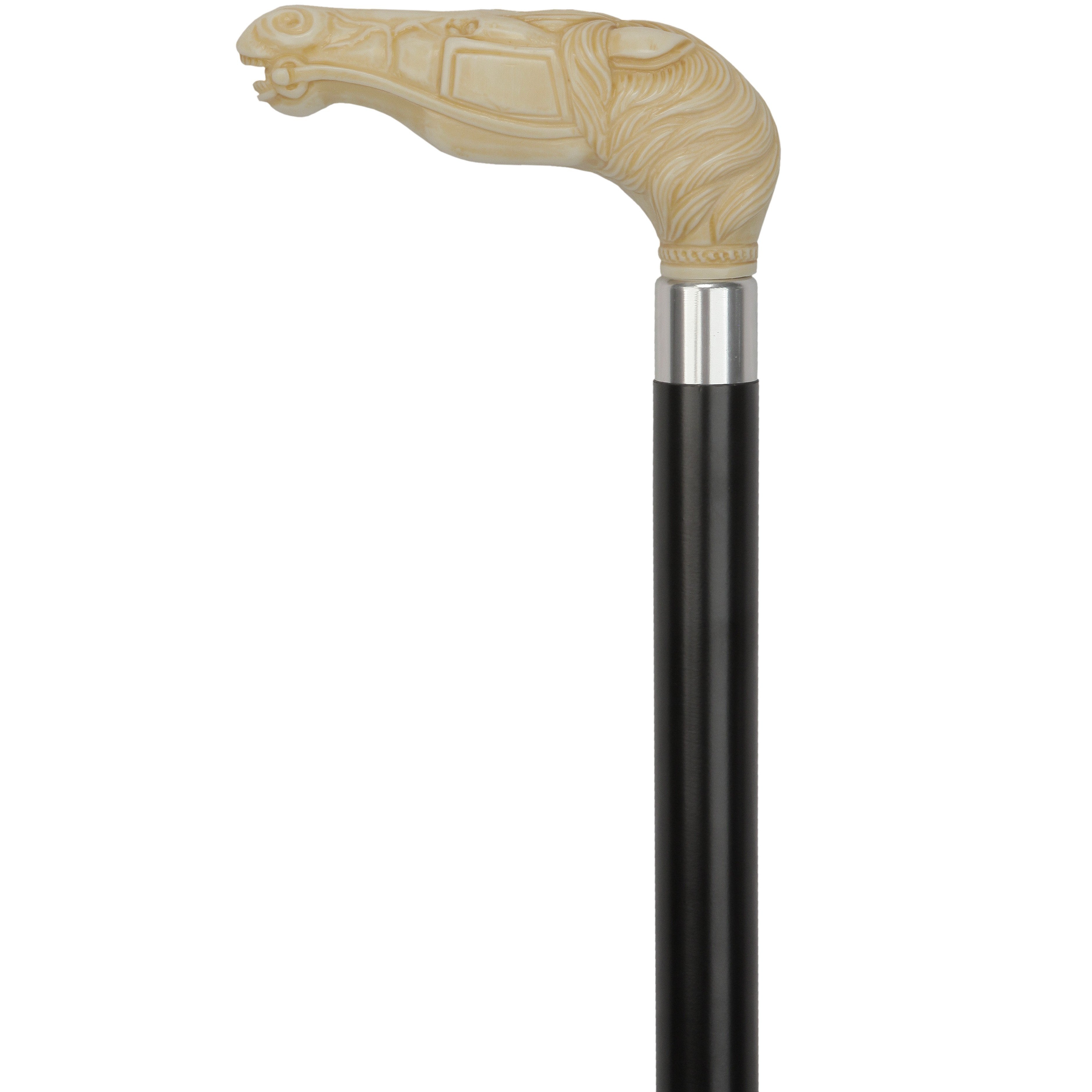 Faux Ivory Stallion Horse Head Cane - Italian Handle w/Custom Shaft and Collar Sale Reliable