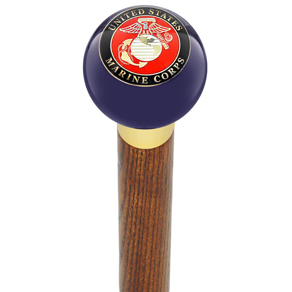 U.S. Marine Corps Dark Blue Round Knob Cane w/ Custom Wood Shaft & Collar Buy Cheap Largest Supplier