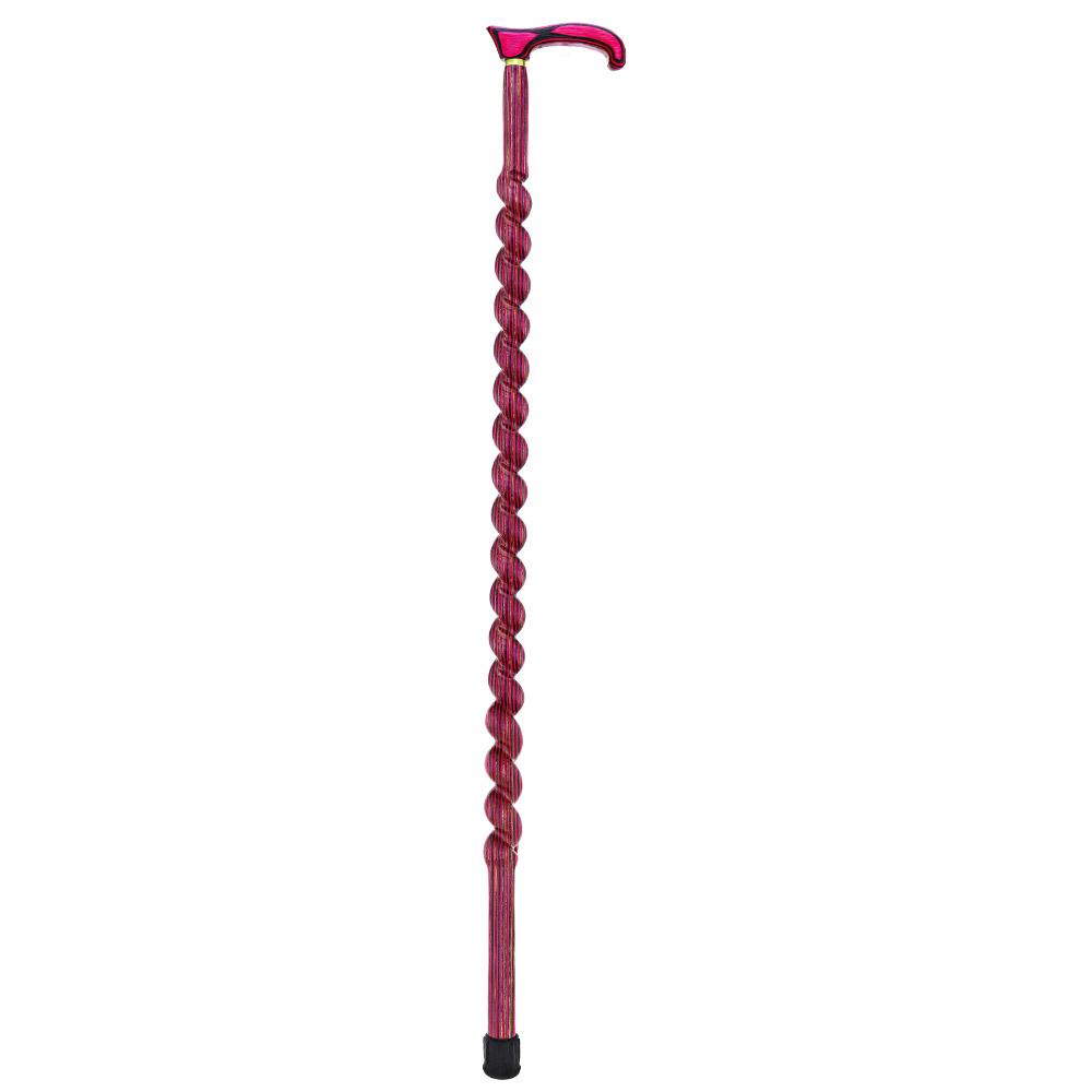 USA-Made Twisted Spiral Cane: Pink & Black Vibrant Laminate 100% Authentic