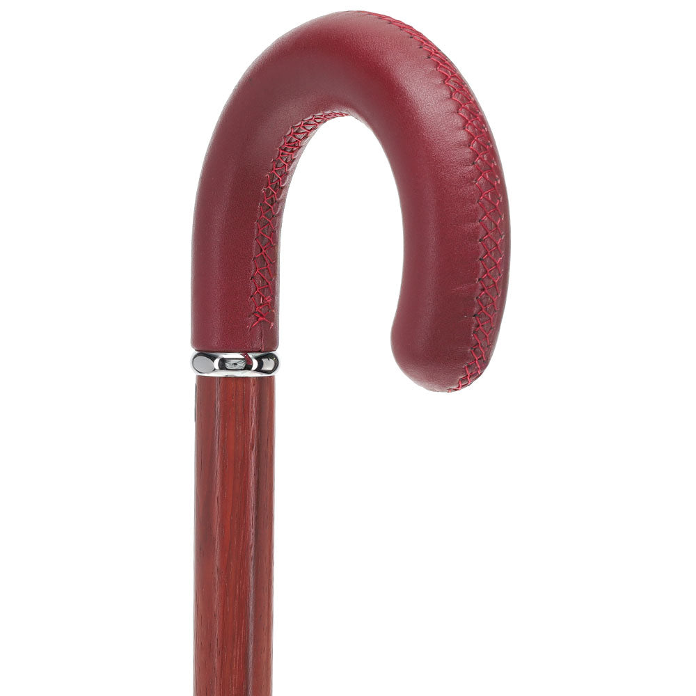 Soft Genuine Leather Grip: Burgundy Tourist Cane, Padauk Shaft Discount Brand New Unisex