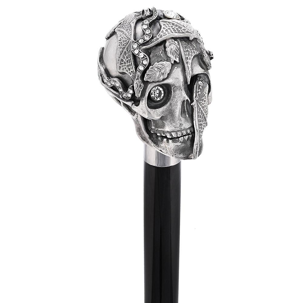 Italian Luxury: Skull & Snakes Cane, Crafted in 925r Silver Free Shipping Looking For