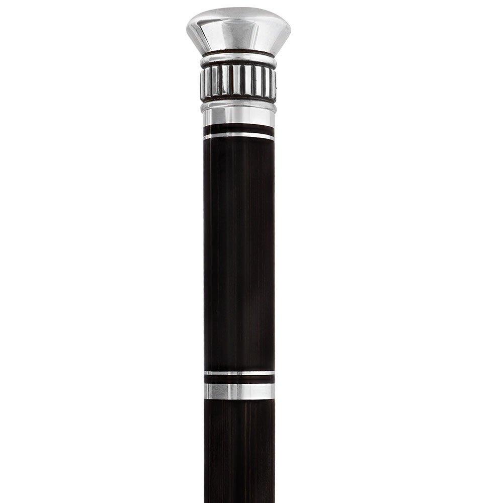 French Flask Tippling Stick: Silver Knob & Ebony-Carbon Shaft Free Shipping Inexpensive