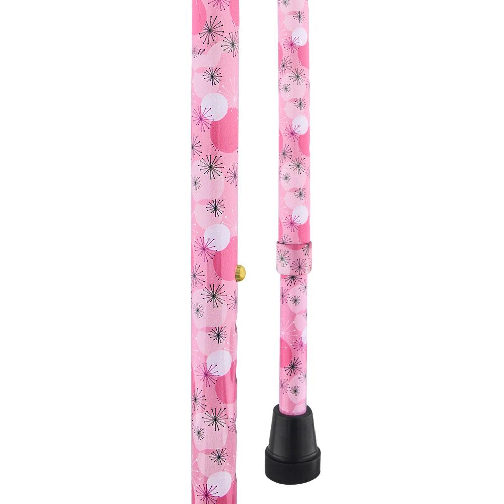 Pretty in Pink Aluminum Convertible Quad Walking Cane with Comfort Grip - Adjustable Shaft Footlocker Pictures