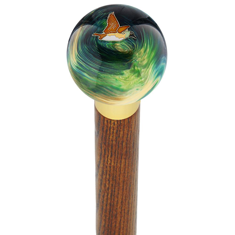 Flying Duck Camo Round Knob Cane w/ Custom Color Ash Shaft & Collar Free Shipping Exclusive