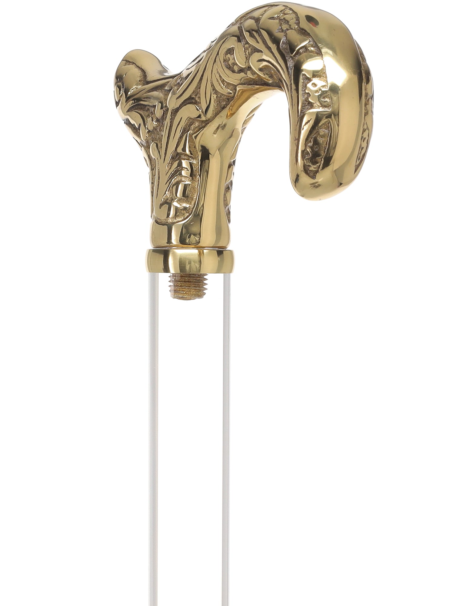 Crystal Elegance Brass Derby Cane with Invisible Acrylic Shaft Options Sale Supply