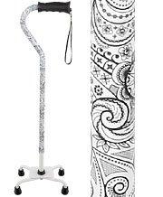 Black and White Convertible Quad Base Walking Cane with Comfort Grip - Adjustable Shaft 2025 New Cheap Pice