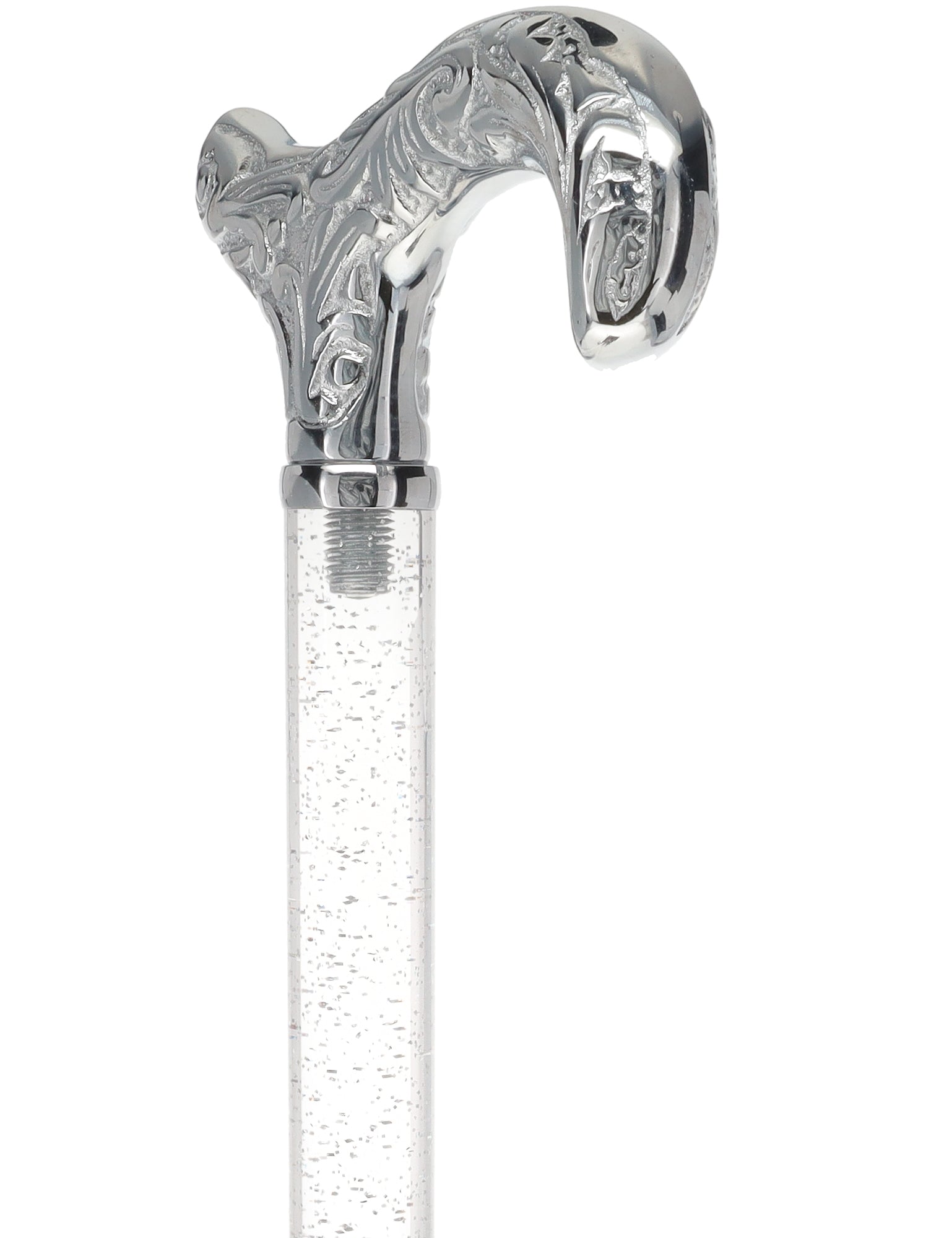 Crystal Elegance Chrome Derby Cane with Invisible Acrylic Shaft Options Latest Collections Online