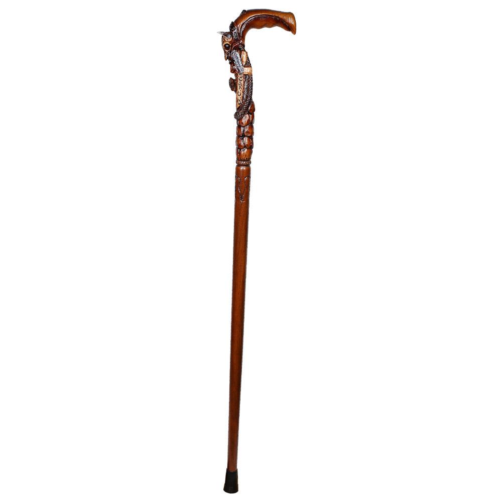 Buffalo Skull Snake: Artisan Intricate Handcarved Wood Cane Discount Professional