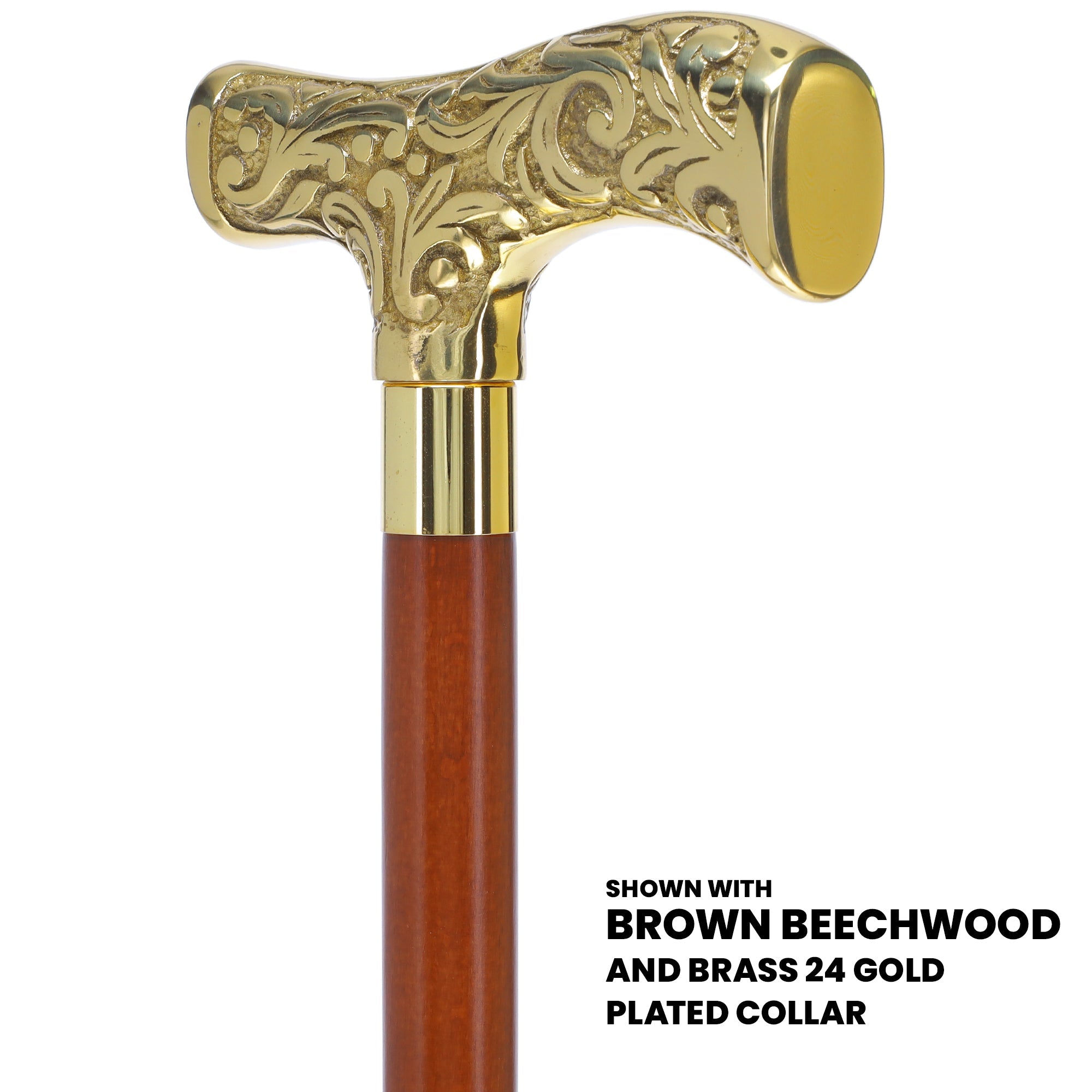 Scratch and Dent Brass T Shaped Handle Walking Cane w/ Wenge Shaft and Brass Gold Collar V3205 High Quality Cheap Pice