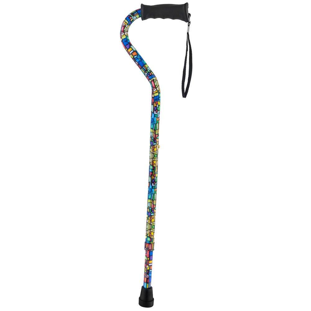 Mosaic Stained: Supportive Quad Base Cane - Comfort Grip Buy Cheap 2025