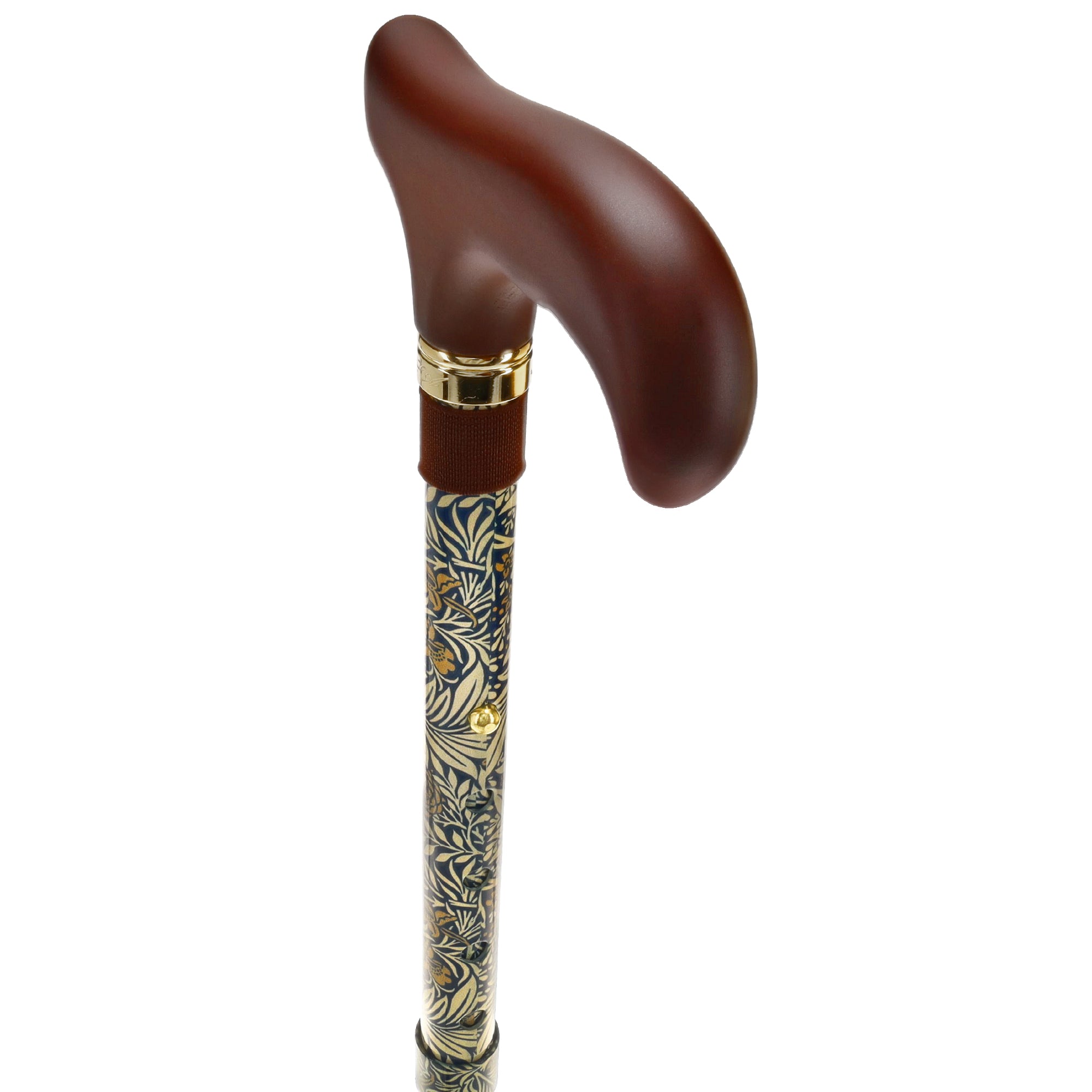 Golden Petals FashionStix: Foldable Wood Derby Walking Cane Authentic For Sale