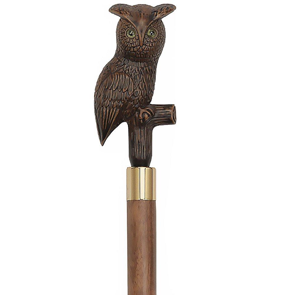 Brown Perched Owl Imitation Wood Handle Cane - Italian Handle w/Custom Shaft and Collar Buy Cheap Cheapest