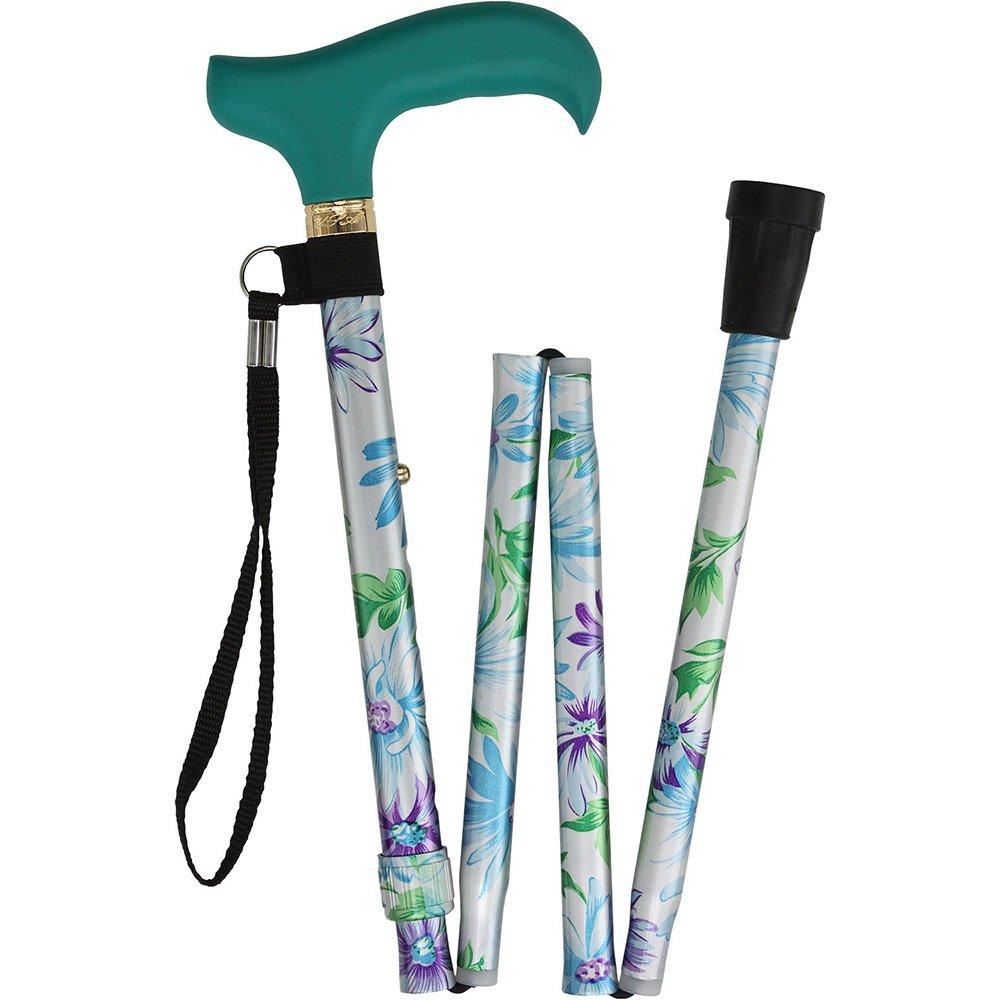 Scratch and Dent Adjustable Designer Folding Cane - Glorious Gardens Style V3366 Grey Outlet Store Online