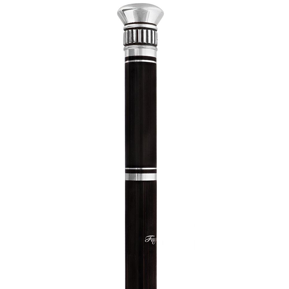 French Flask Tippling Stick: Silver Knob & Ebony-Carbon Shaft Free Shipping Inexpensive