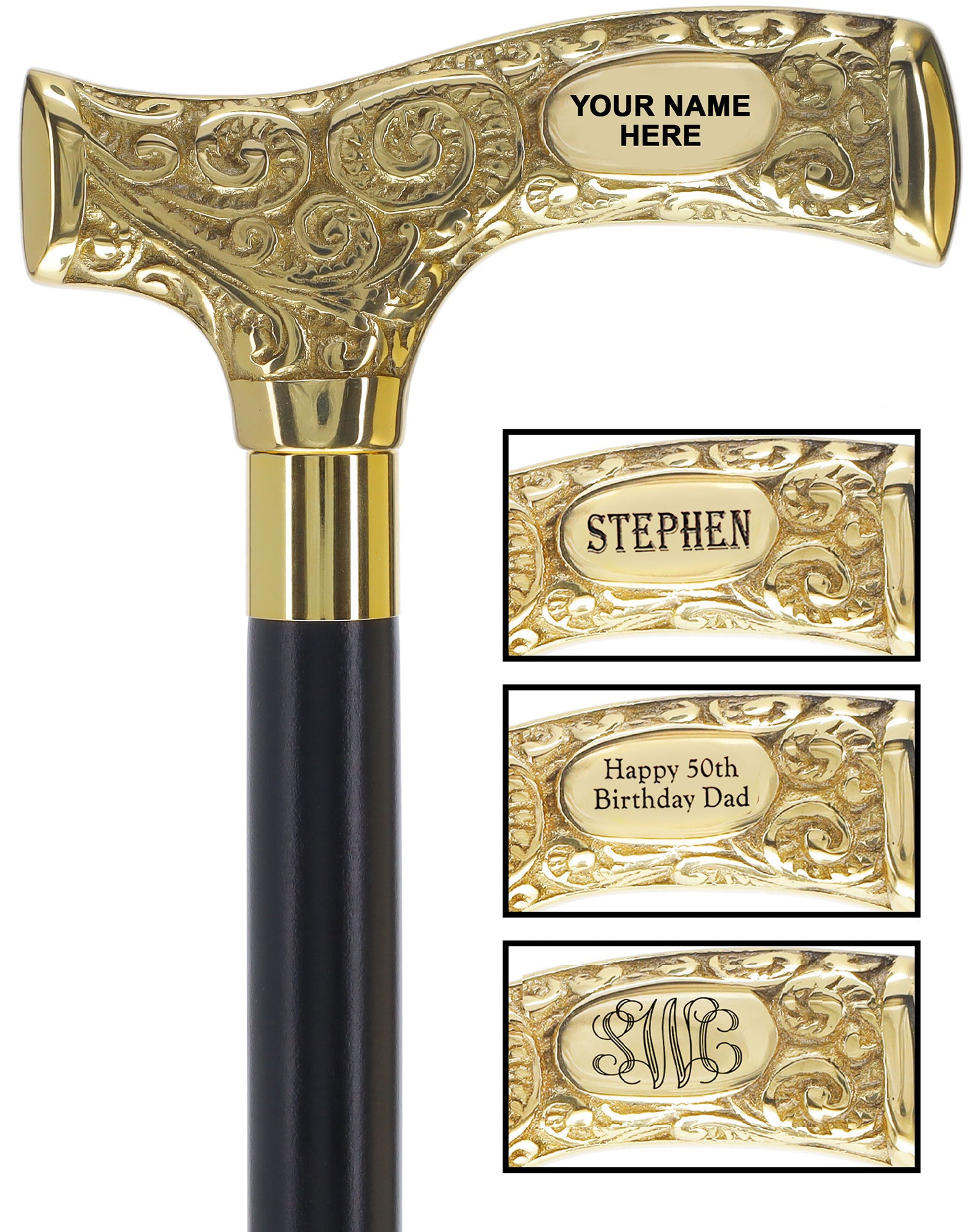 Make It Yours: Premium Brass Cane w/ Personalized Engraving Buy Cheap 2025 Newest