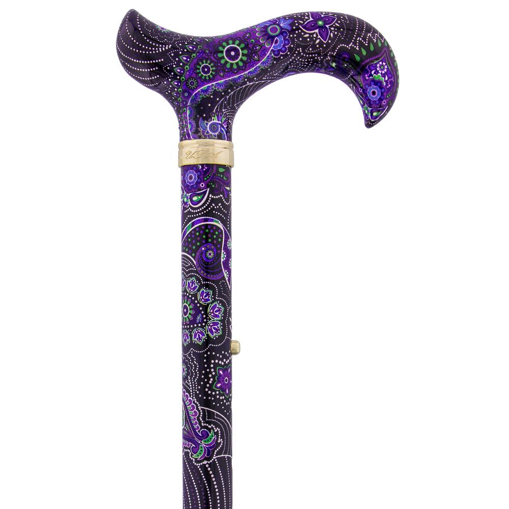 Scratch and Dent Purple Majesty Adjustable Folding Designer Derby Cane with Retractable Ice tip V2227 Visit New Sale Online