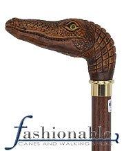 Scratch and Dent Alligator Head Walking Cane With Beechwood Shaft and Brass Collar V3473 Cheap Real Authentic